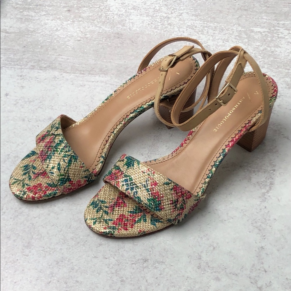 Floral Block Heels (Anthropologie — Tia Cork Shoe)